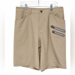 Lululemon Cadence Commute Shorts Men 36 Khaki Tech Utility Zip Golf Performance